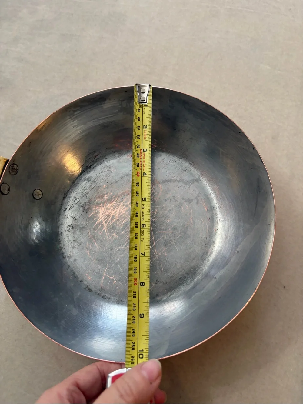 Vintage Style Copper 10” Frying Pan with Brass Handle